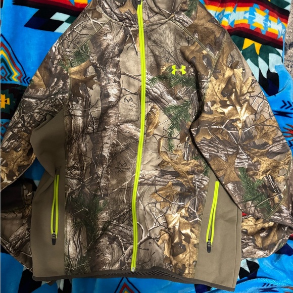 Under Armour Woodland Camo Jacket with Lime Trim - Picture 1 of 6